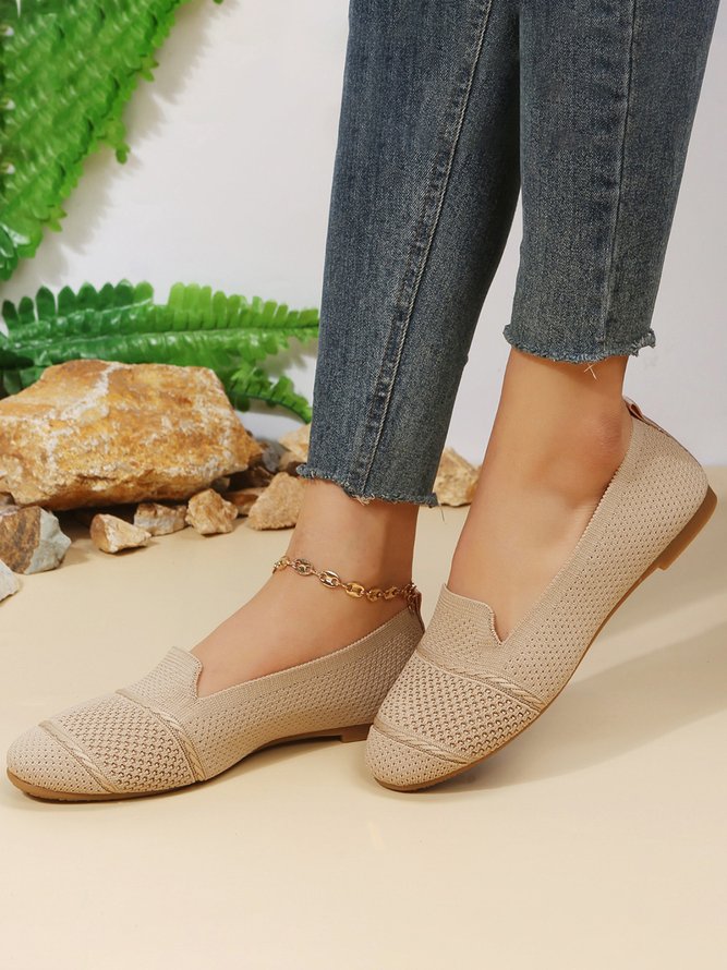 Solid Color High Elasticity Fly Knit Flats