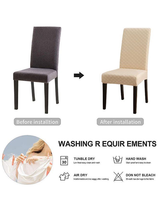 Jacquard Fabric Plaid Plain Chair Cover noracora