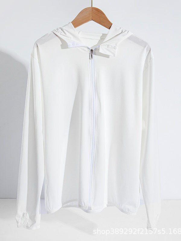 Hoodie Long Sleeve Plain Zipper Regular Loose Trench Coat For Women
