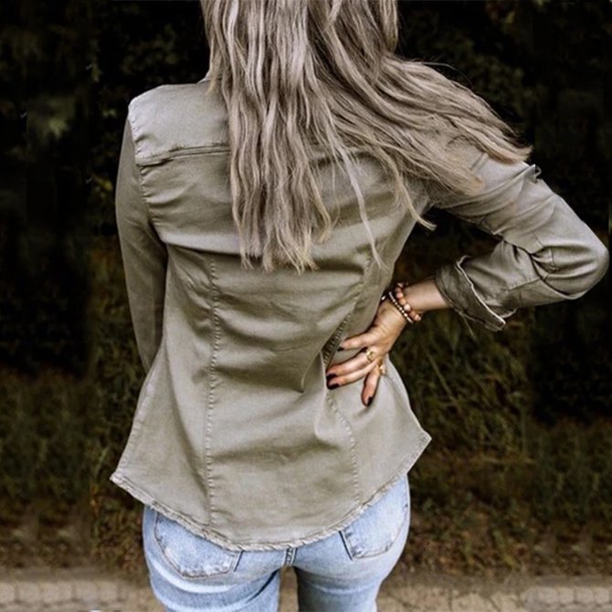 Shirt Collar Long Sleeve Plain Regular Medium Elasticity Regular Fit Jacket For Women