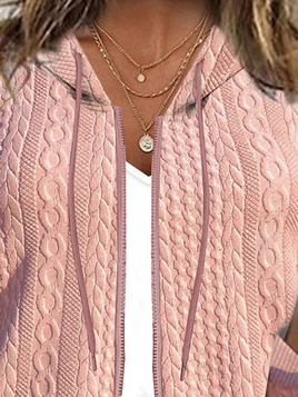 Hoodie Long Sleeve Plain Regular Micro-Elasticity Loose Hooded Jacket For Women