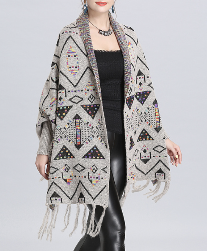 Women Wool/Knitting Ethnic Long Sleeve Comfy Boho Tassel Cardigan