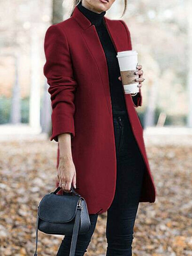 Long Sleeve Plain Regular Loose Coat For Women 2023