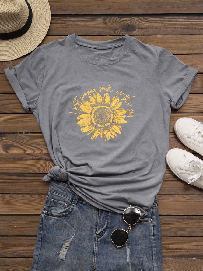 Printed Cotton-blend Casual T-shirt