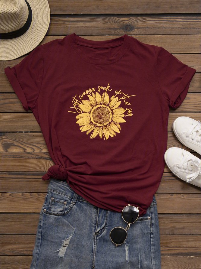 Printed Cotton-blend Casual T-shirt