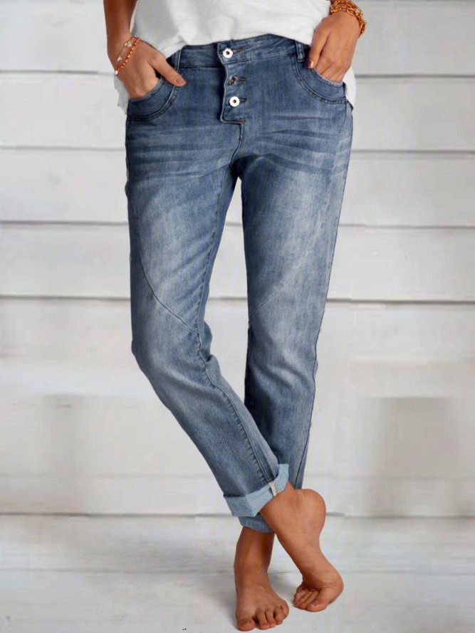Women Cotton-blend Casual Denim&jeans