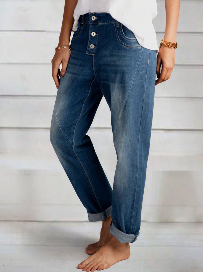 Women Cotton-blend Casual Denim&jeans