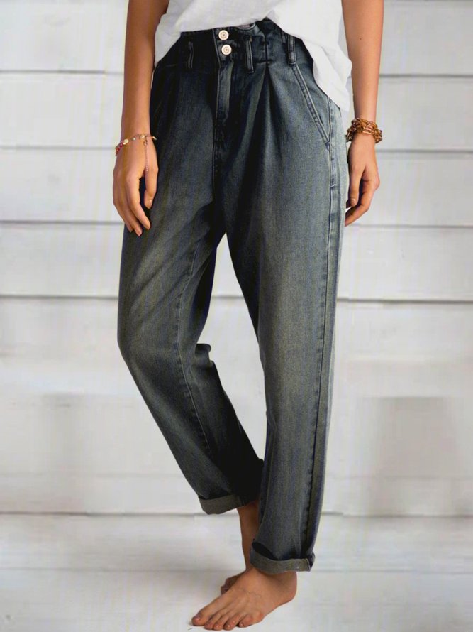Blue Simple Pockets Pants | Clothing | Blue Pockets Casual Denim&jeans ...