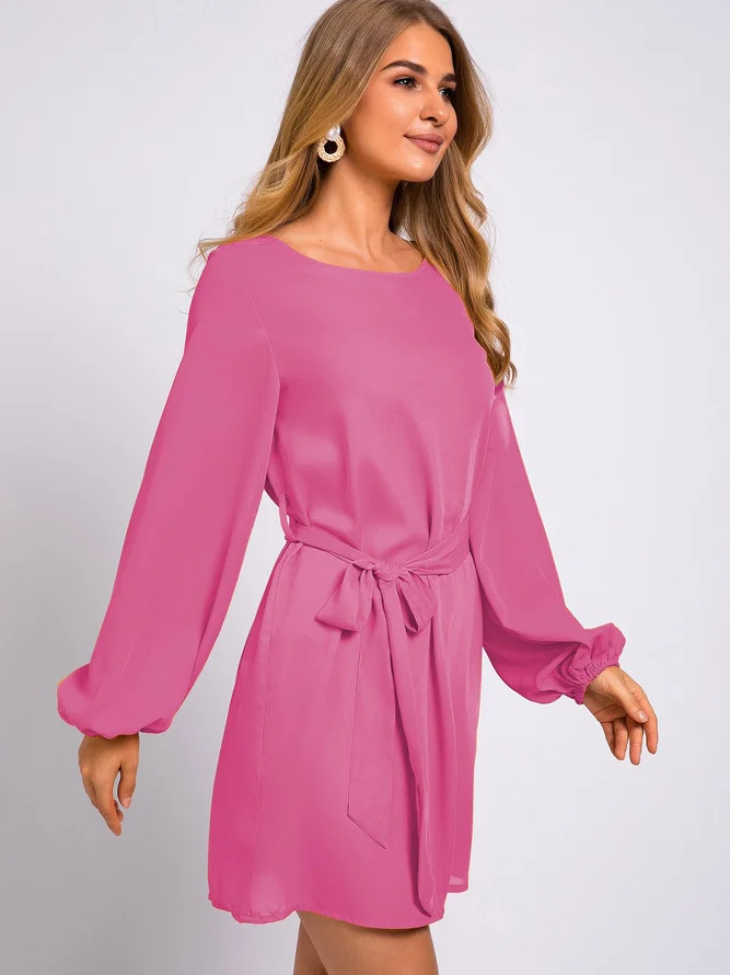 Ginger Yellow Balloon Sleeve Chiffon Dresses noracora