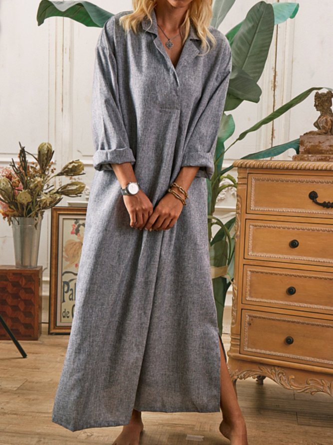 Long Sleeve A-Line Shawl Collar Dresses | noracora