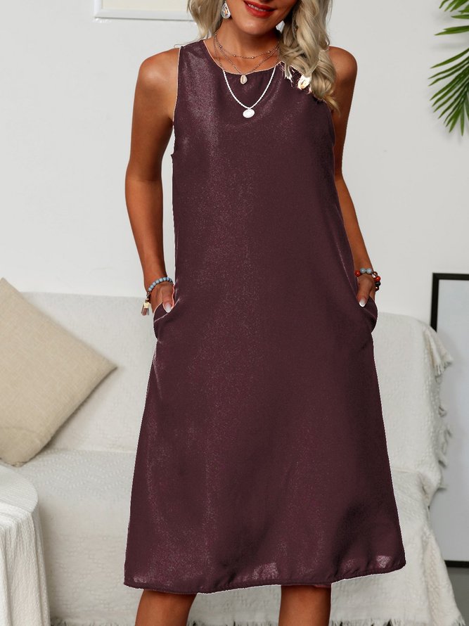 Sleeveless Casual Solid Weaving Dress