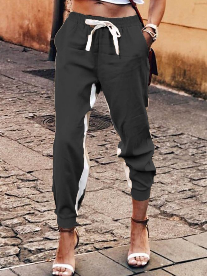 Khaki Casual Cotton Sports Pants noracora