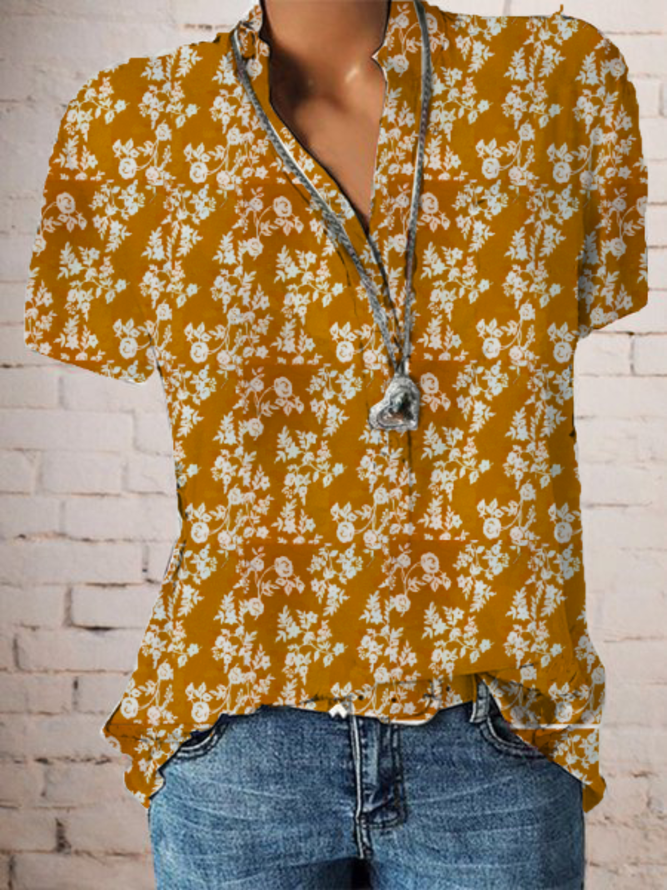 Plus size Vintage Short Sleeve Floral Shirts & Tops | Clothing | Green ...