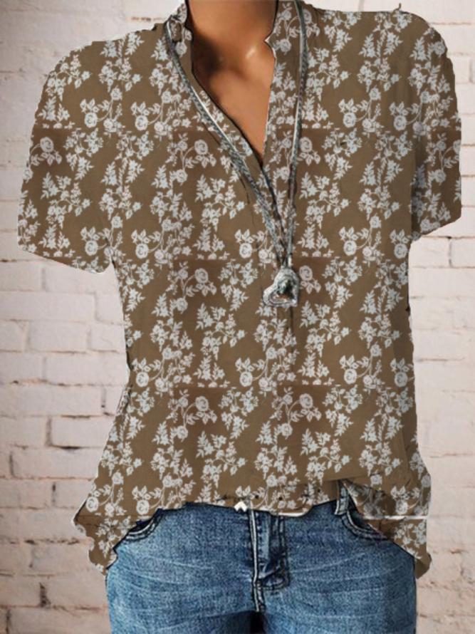 Plus size Vintage Short Sleeve Floral Shirts & Tops | Clothing | Green ...