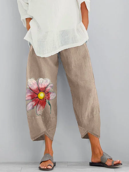 Casual Floral  Printed Pants