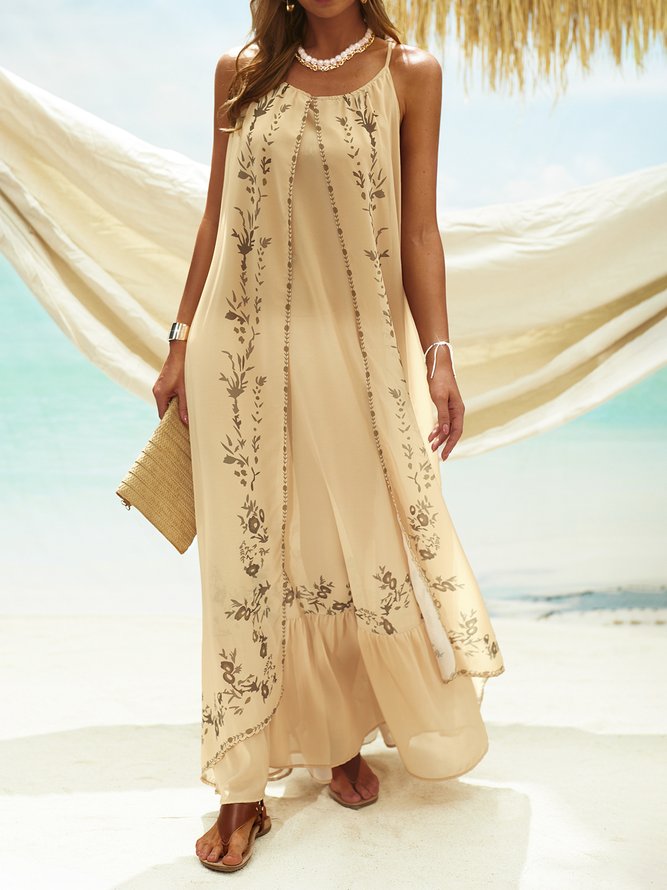 Bohemian embroidered suspender dress | noracora