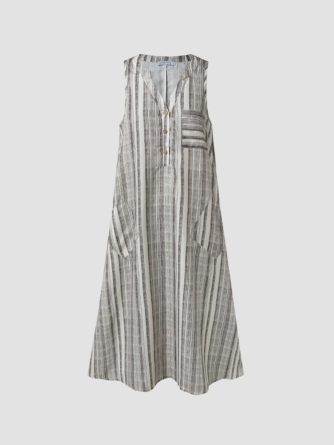 Women Summer Striped Casual Sundresses Maxi Dresses