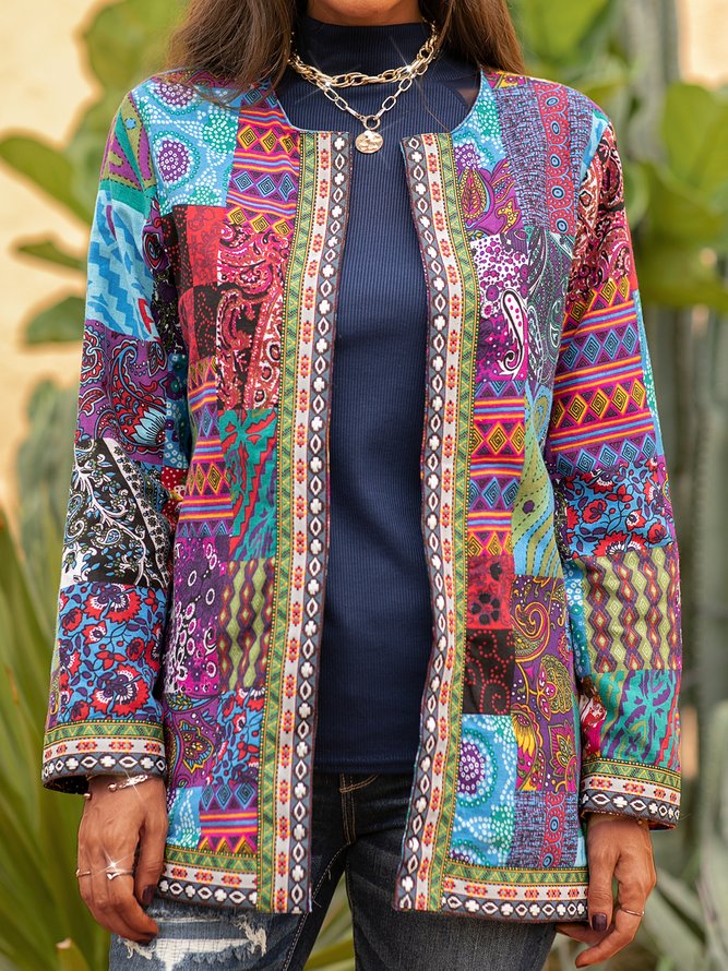 Neck Shift Boho Floral Outerw...