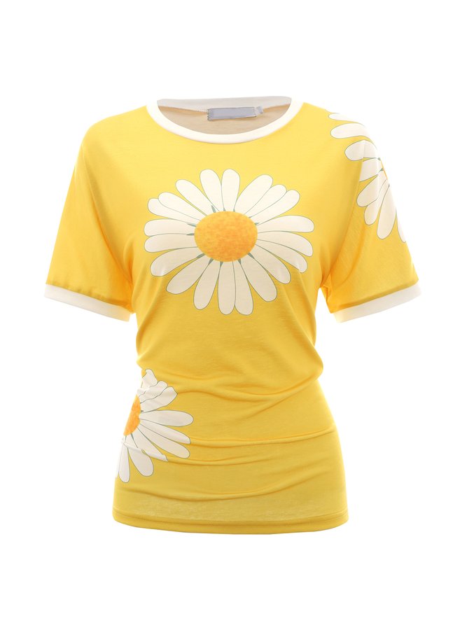 Plus size Short Sleeve Daisy Casual T-shirt