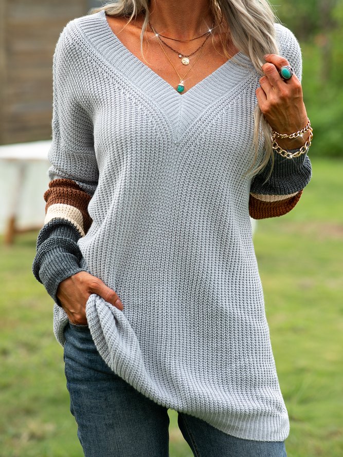 Casual Stripes Long Sleeve Sw...