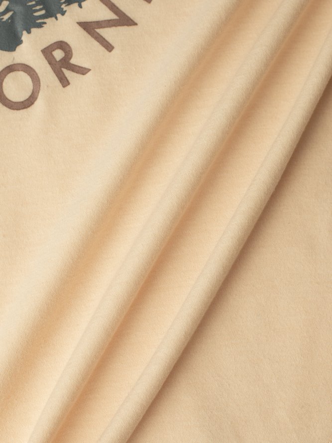 Yosemite Print Crew Neck Cotton-Blend Casual T-Shirts & Tops