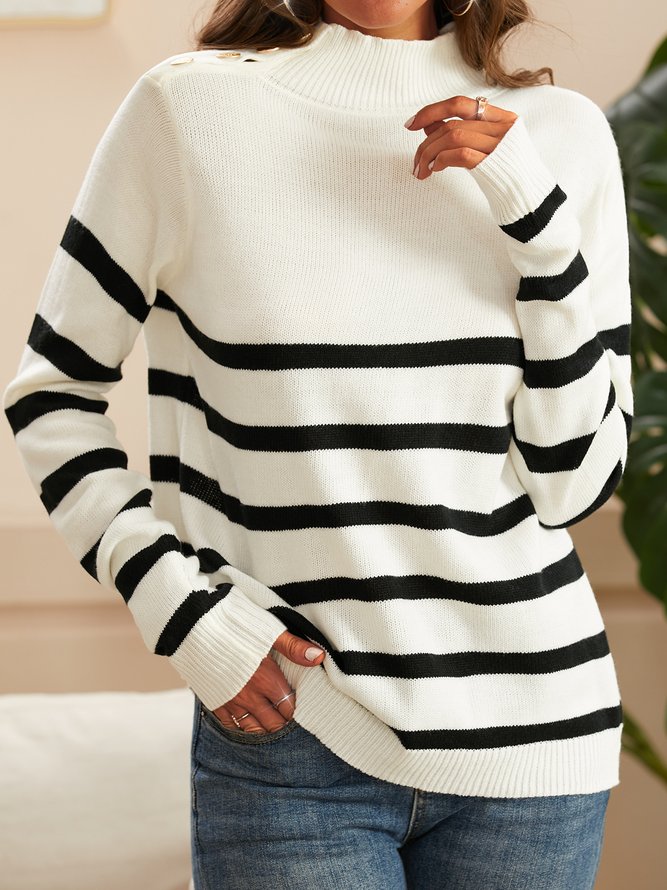 Casual Long Sleeve Striped Sw...