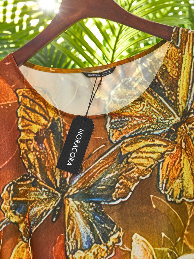 Two fake Weaving Dress in butterfly prints