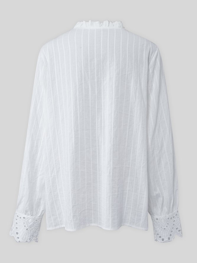 Cotton Stand Collar Boho Buttoned Blouse | noracora