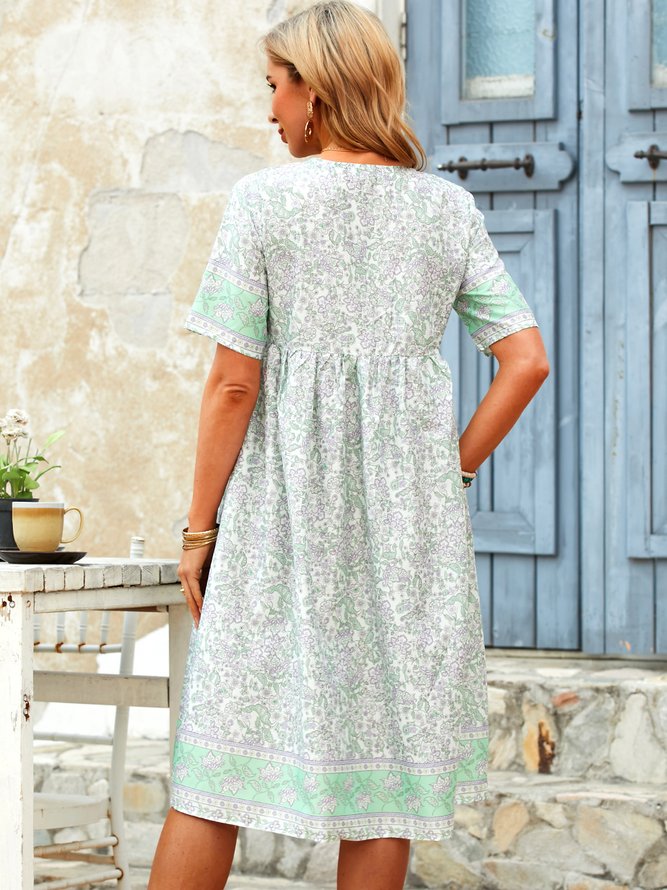 Women's Half Sleeve Cotton-Blend Dress