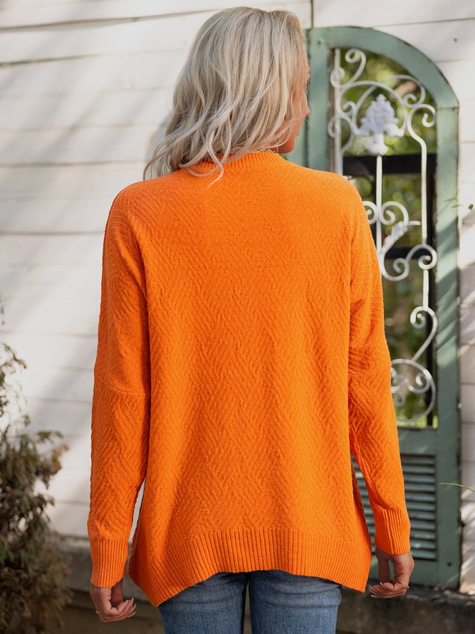 Casual Plain Knitting Sweater