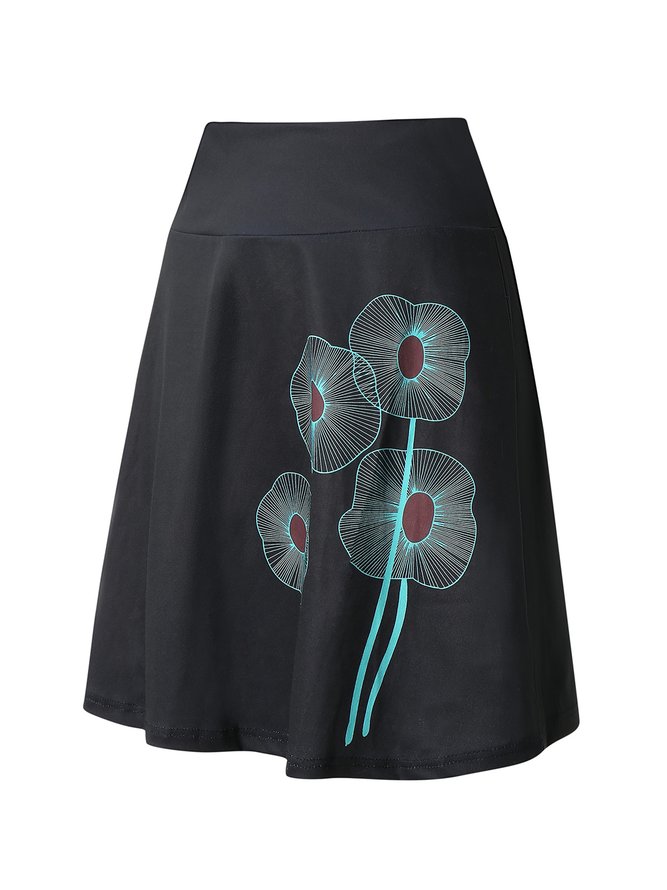 Plus Size Vintage Cotton-Blend Floral Skirt