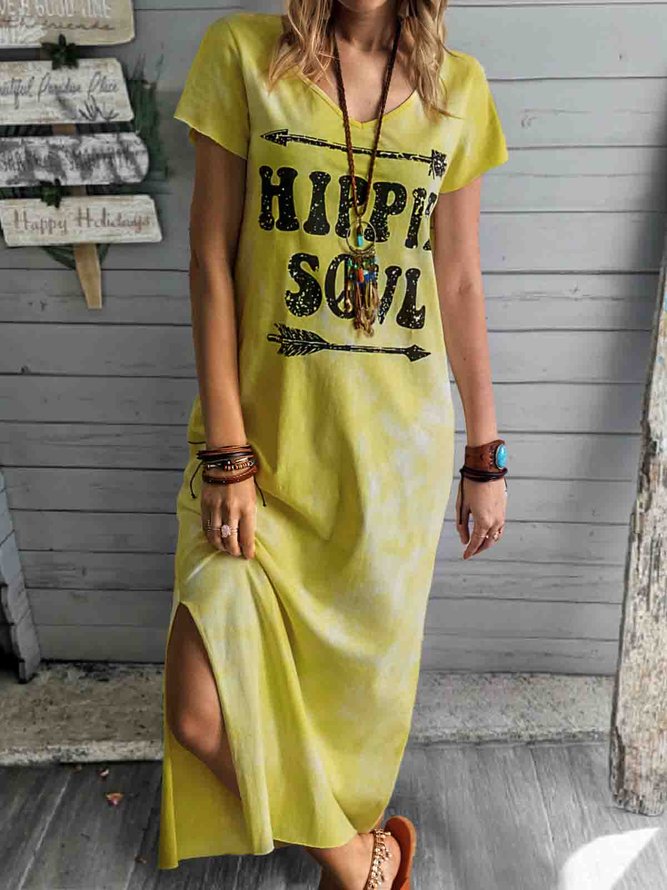 Hippie Soul Vintage Crew Neck Dresses noracora