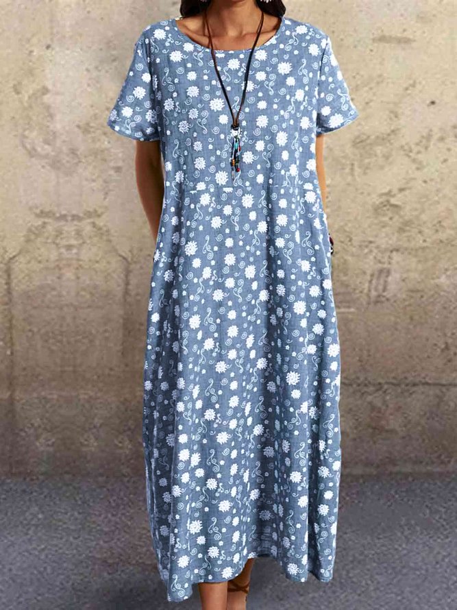 Boho A-Line Short Sleeve Dresses | Clothing | Boho Cotton Floral ...
