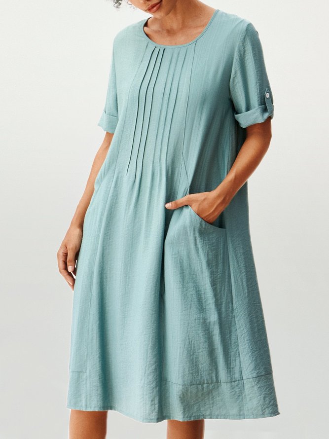 New Women Fashion Plus Size Holiday Beach Vintage Short Sleeve Casual Knitting Dress