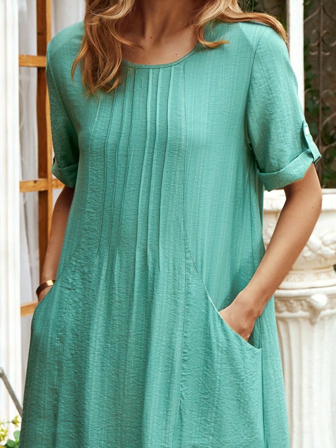 New Women Fashion Plus Size Holiday Beach Vintage Short Sleeve Casual Knitting Dress