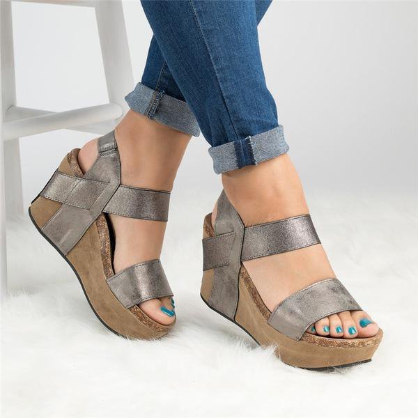 Large Size Slip On Double Band Wedges Sandals | Shoes >> Heel | System ...