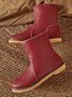 Women Casual PU Boots Full Waterproof Insulated Low Heel Winter Boots