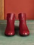 Vintage Round Toe Chunky Heel Casual Short Boots