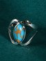 Ethnic Style Natural Turquoise Geometric Ring Vintage Jewelry
