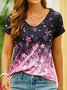 Casual V Neck Floral T-Shirt