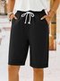 Lace Up Elastic Waistband Loose Shorts