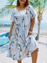 Plus Size Floral Short Sleeve Woven Dress