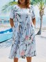 Plus Size Floral Short Sleeve Woven Dress