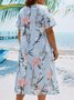 Plus Size Floral Short Sleeve Woven Dress