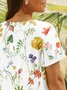 Women Casual Disty Floral Natural Daily Loose Short Sleeve H-Line Regular Dresses