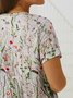 Jersey Floral Printed Casual Crew Neck T-Shirt