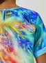 Crew Neck Abstract Loose Casual T-Shirt