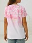 Loosen Cotton Blends Sakura Short Sleeve T-Shirt