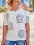 Casual Short Sleeve V Neck Printed Top T-Shirt