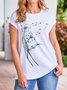 Casual Dandelion Short Sleeve Round Neck Printed Top T-Shirt